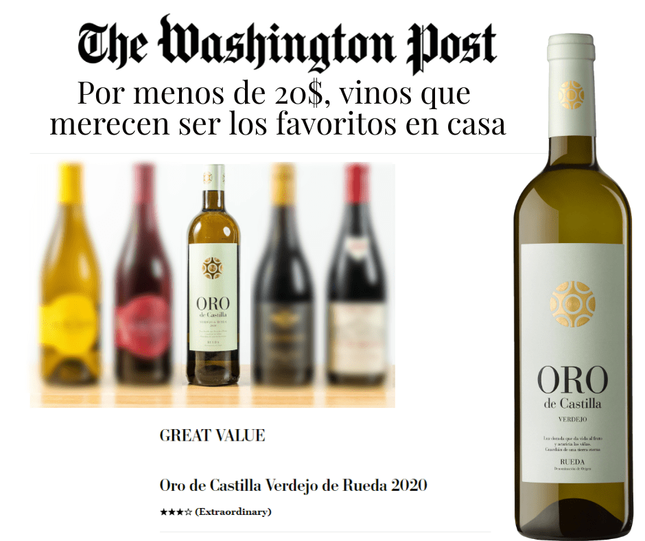 Oro de Castilla Verdejo 2020, un vino “extraordinario” para The Washington Post