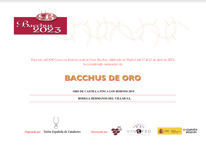 Oro de Castilla Finca Los Hornos 2019 Bacchus de Oro 2023