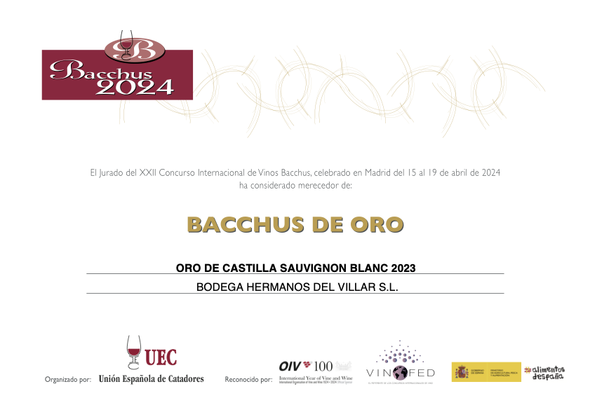 Oro de Castilla Sauvignon Blanc, Bacchus de Oro 2024